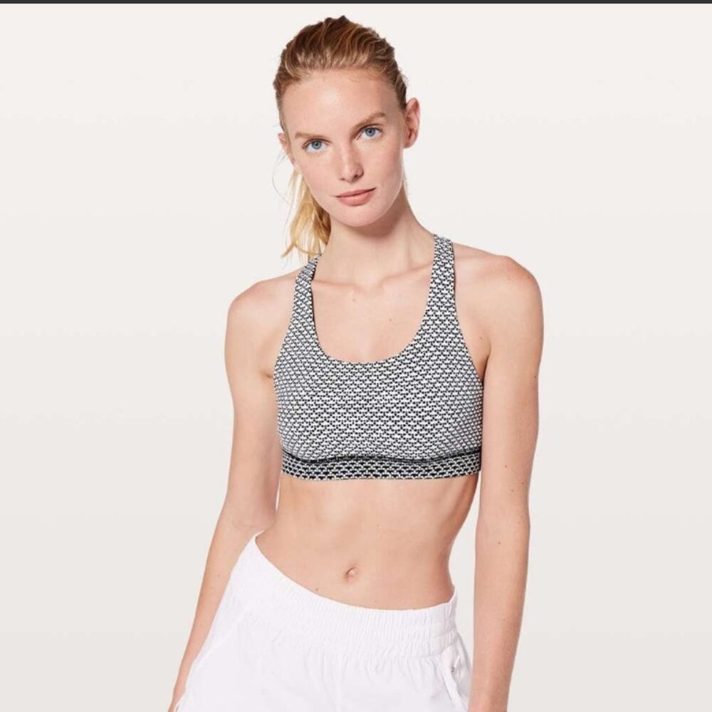 Lululemon | Women’s Time To Sweat Bra Sports Athletic Work-Out Black & White 6 - Picture 2 of 9